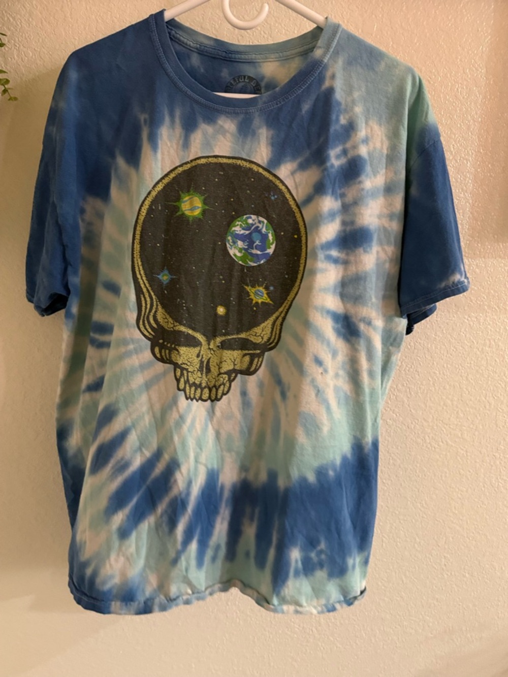 Grateful Dead Tie Dye Skull T-Shirt Blue Graphic Tee Size L - Picture 3 of 8
